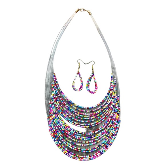 Boho Millet Beads Necklace and Earrings Set - Picture 3 of 7